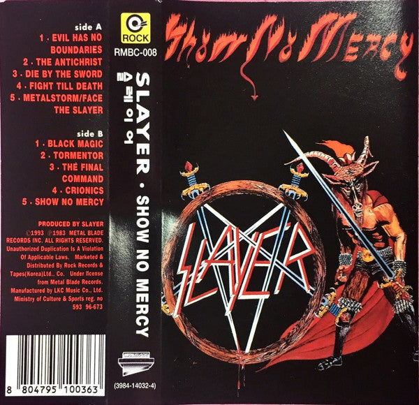 Slayer Show No Mercy CASSETTE TAPE