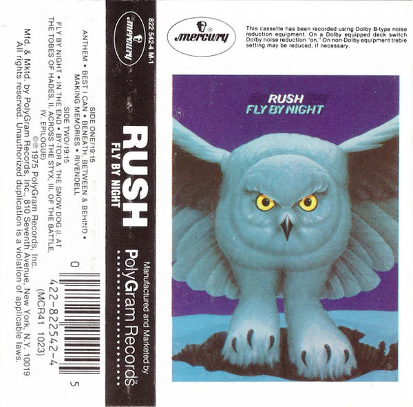 Rush Fly By Night CASSETTE TAPE
