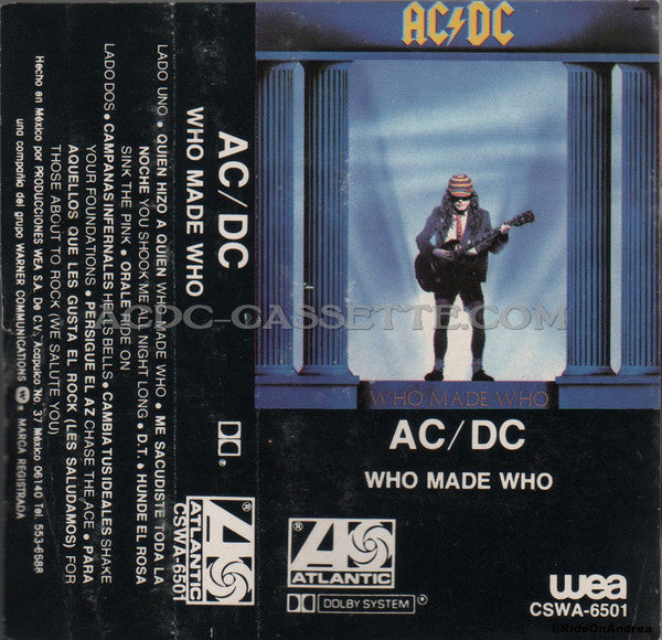 AC/DC Who Made Who CASSETTE TAPE