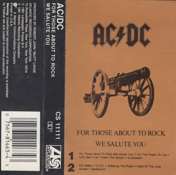 AC/DC For Those About to Rock We Salute You CASSETTE TAPE