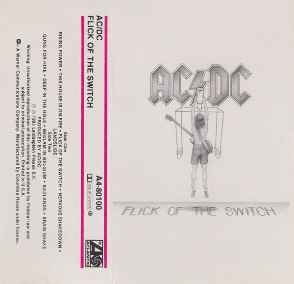 AC/DC Flick of the Switch  CASSETTE TAPE