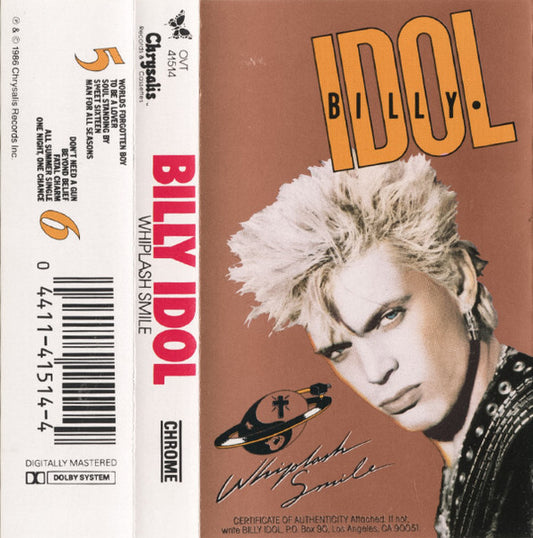 Billy Idol Whiplash Smile CASSETTE TAPE
