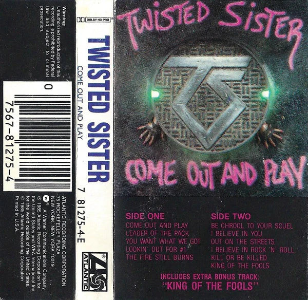Twisted Sister Come Out And Play CASSETTE TAPE