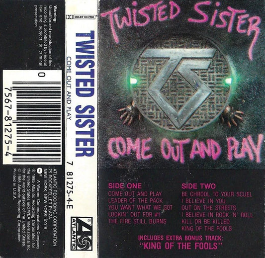 Twisted Sister Come Out And Play CASSETTE TAPE