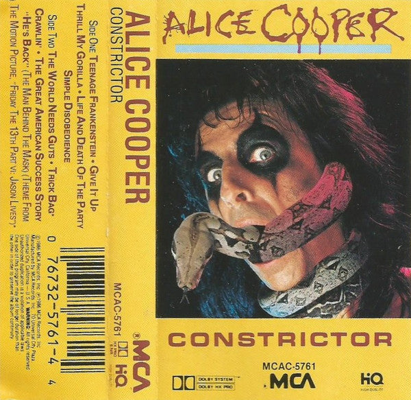Alice Cooper Constrictor CASSETTE TAPE