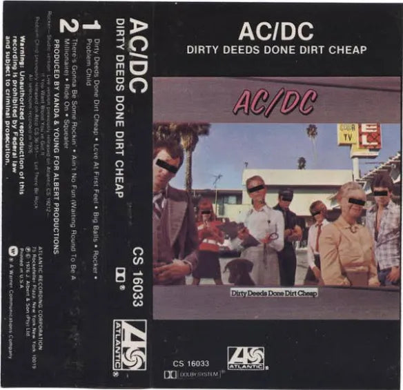 AC/DC Dirty Deeds Done Dirt Cheap CASSETTE TAPE
