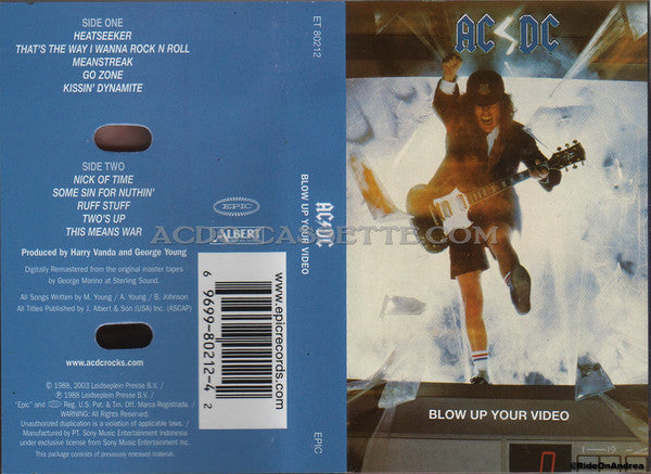AC/DC Blow Up Your Video CASSETTE TAPE